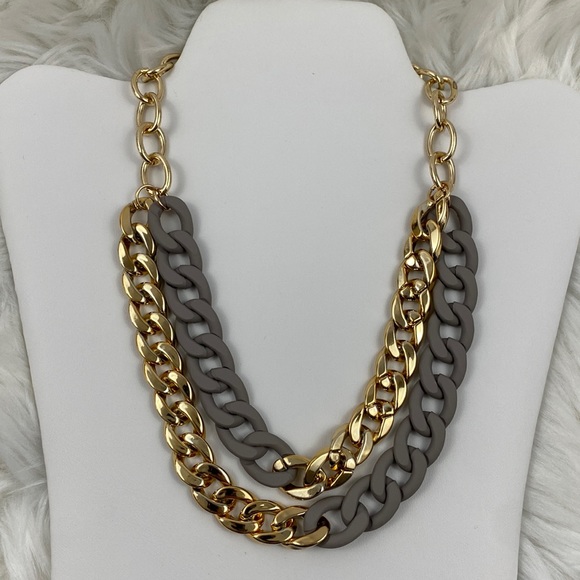 a new day Jewelry - 4/$20 A New Day Chunky 16-18” Gold Tone & Matte Gray Chain Link Layer Necklace